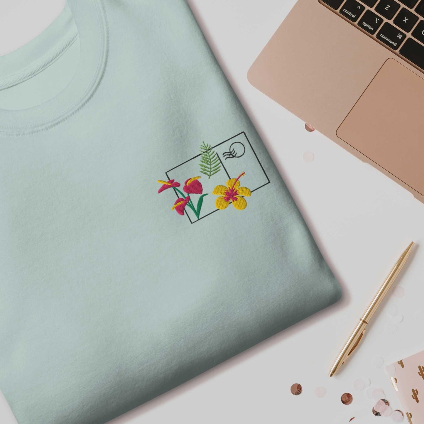Tropical Flower Postcard Unisex Premium Sweatshirt