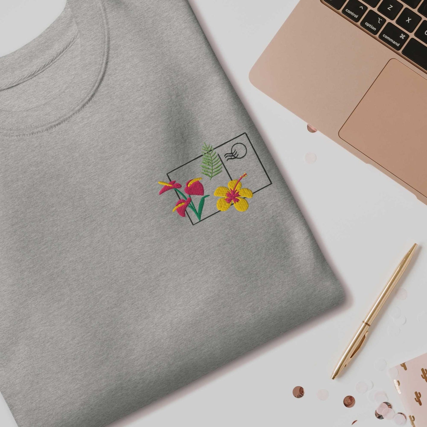 Tropical Flower Postcard Unisex Premium Sweatshirt