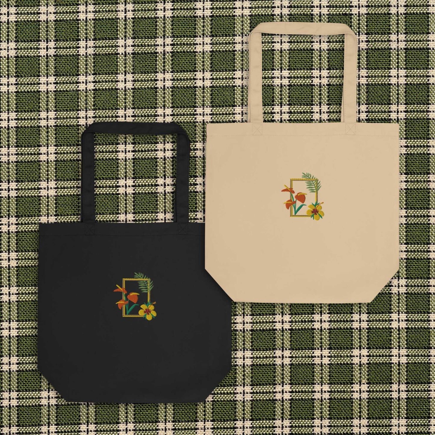 Tropical Embroidery Eco Tote Bag