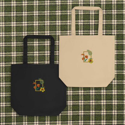 Tropical Embroidery Eco Tote Bag