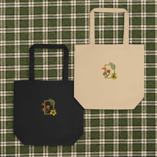 Tropical Embroidery Eco Tote Bag