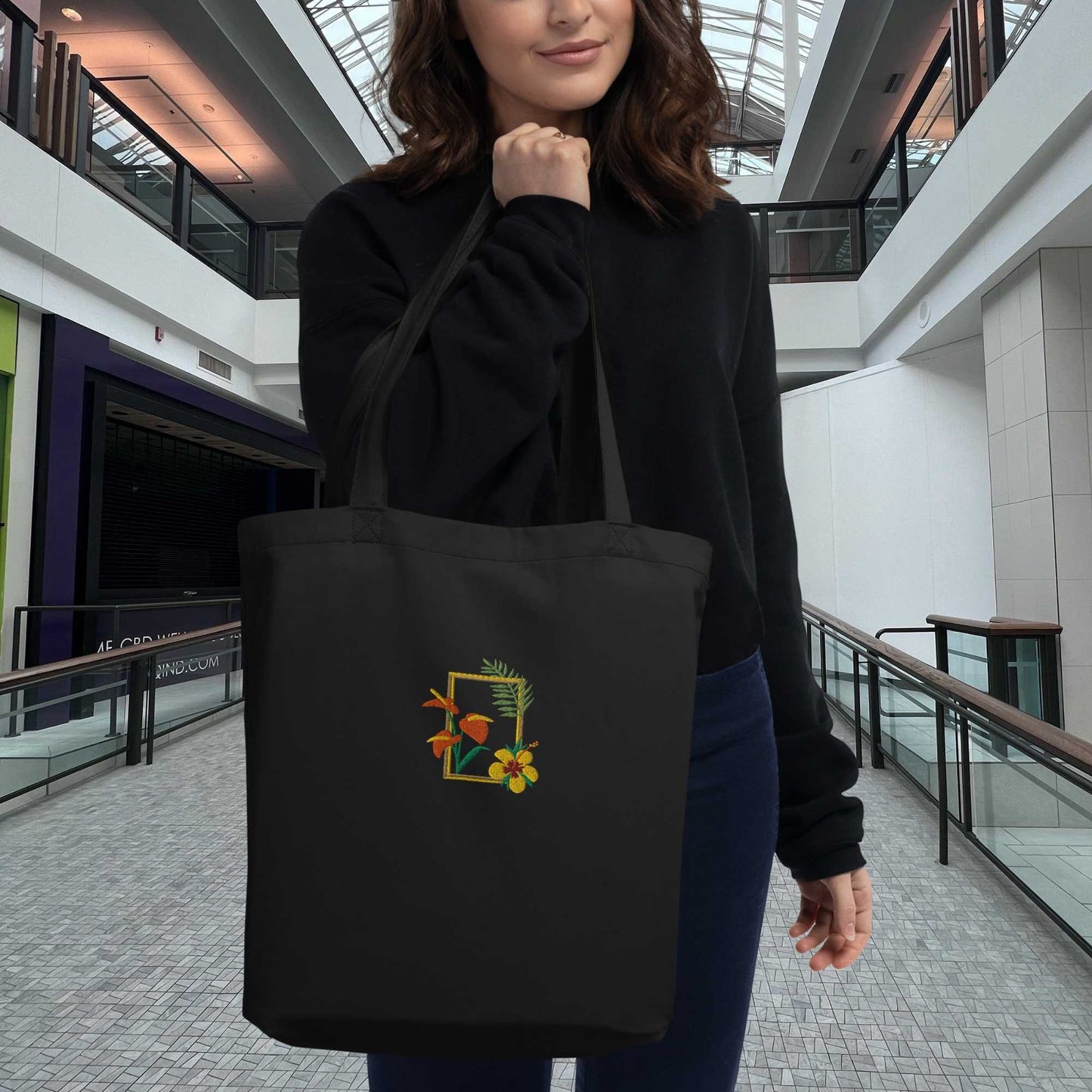 Tropical Embroidery Eco Tote Bag