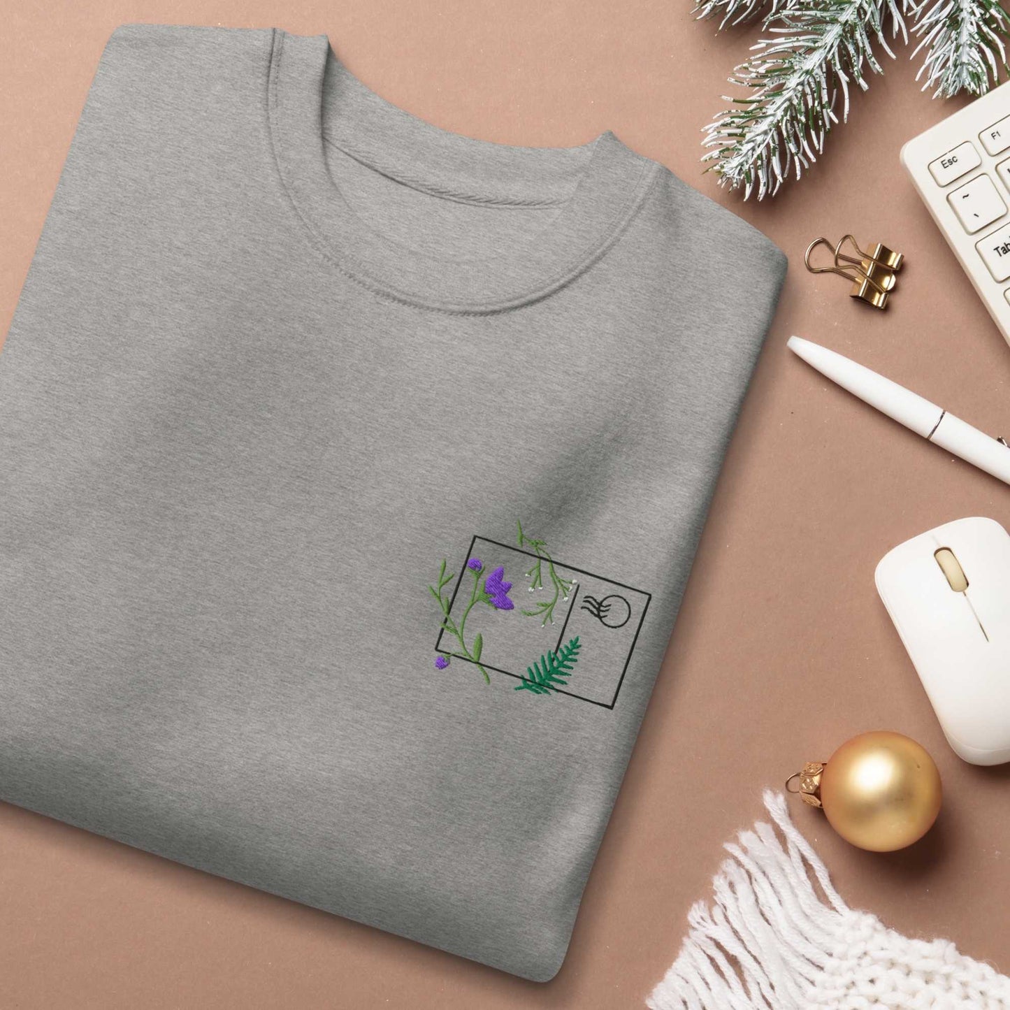 Purple Flower Postcard Unisex Premium Sweatshirt