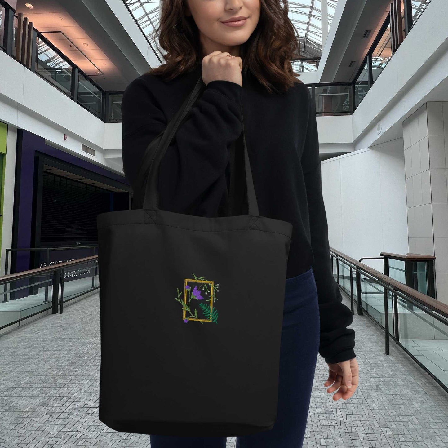 Purple Embroidery Eco Tote Bag