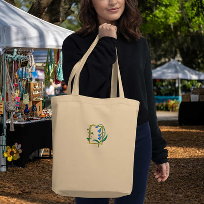 Blue Embroidery Eco Tote Bag