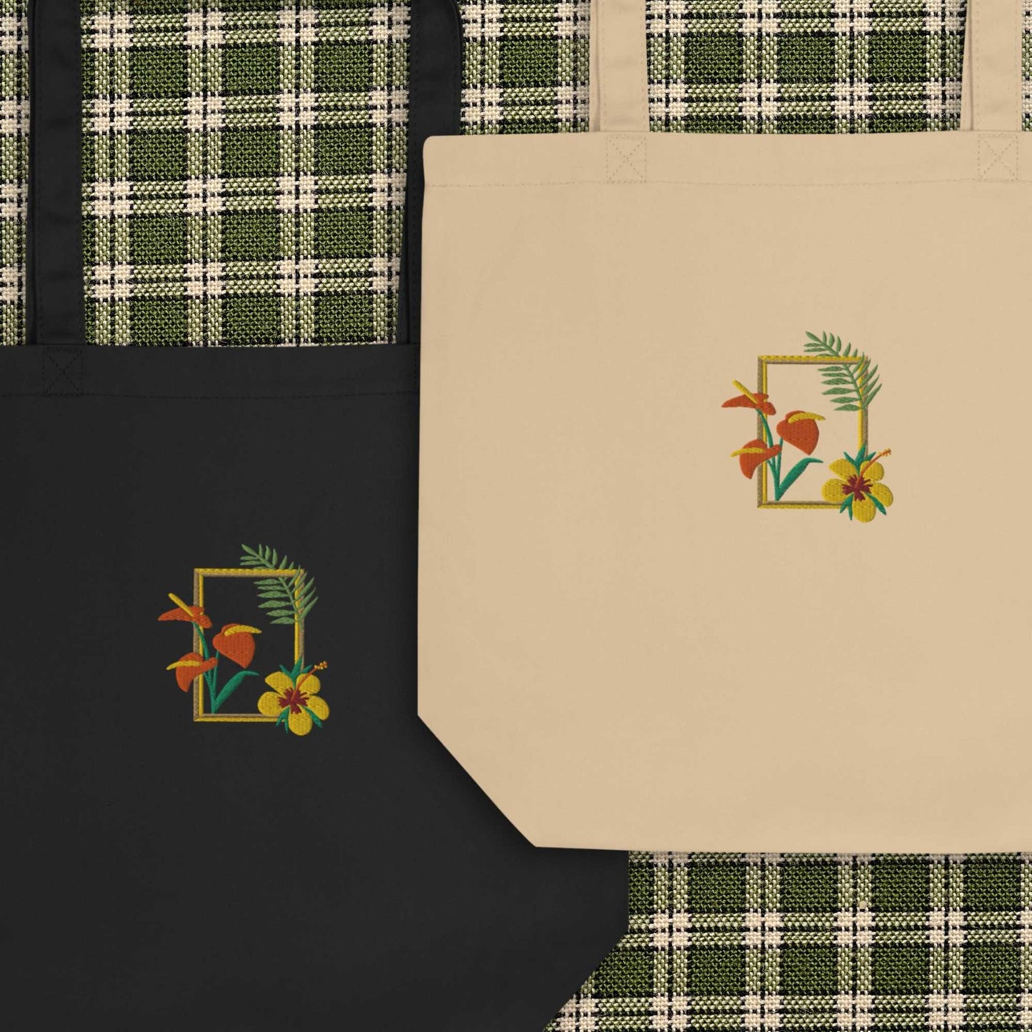 Tropical Embroidery Eco Tote Bag