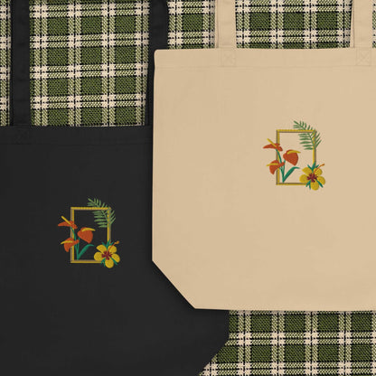 Tropical Embroidery Eco Tote Bag