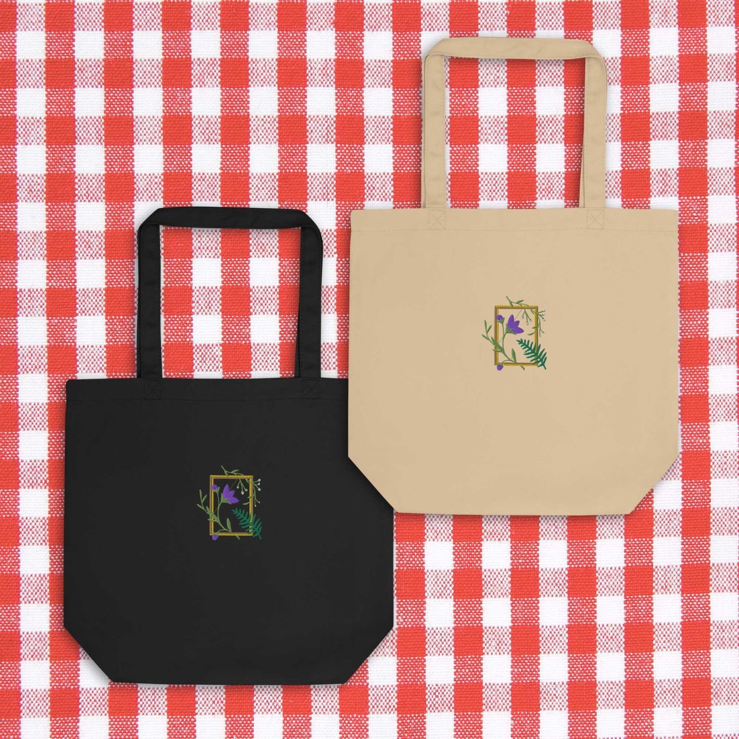 Purple Embroidery Eco Tote Bag