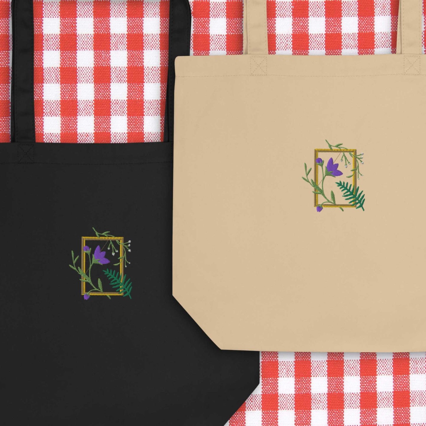 Purple Embroidery Eco Tote Bag