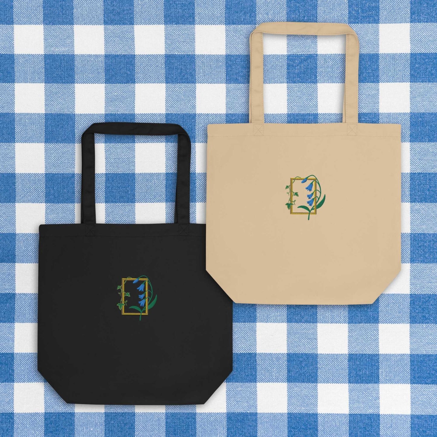 Blue Embroidery Eco Tote Bag