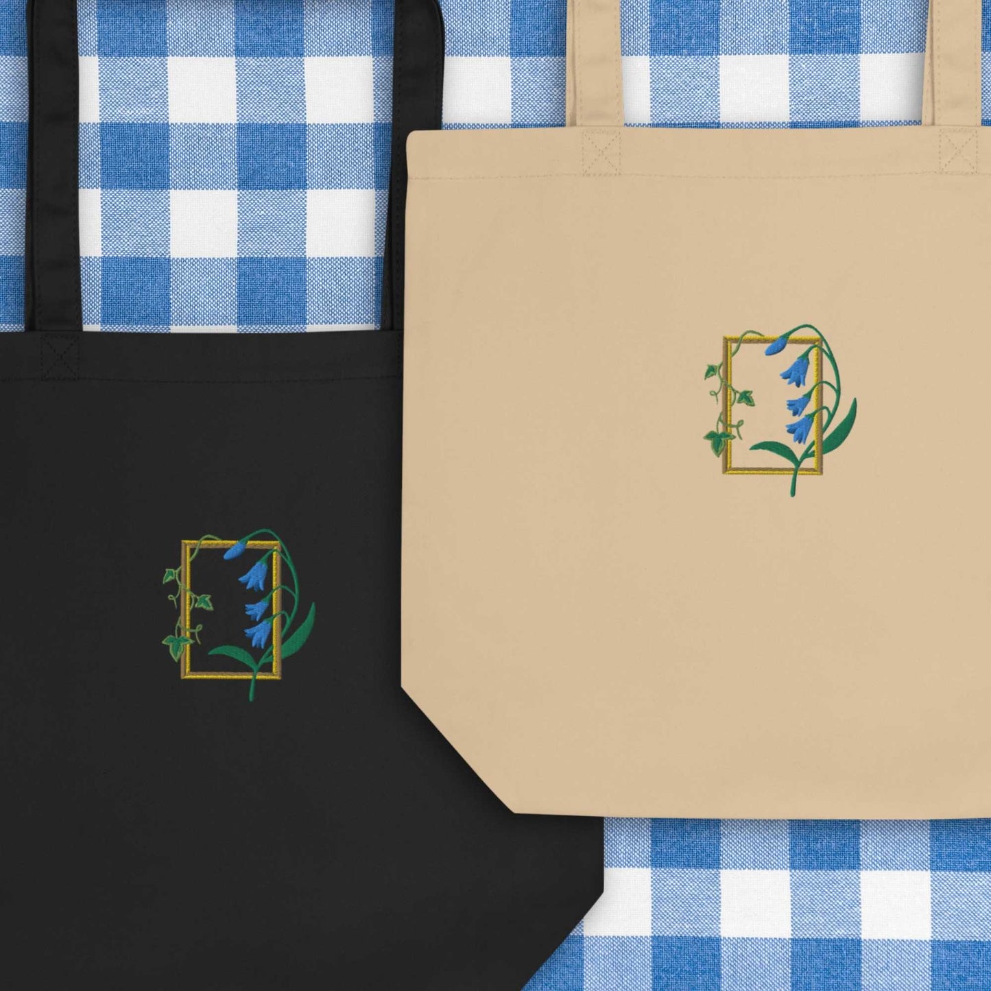 Blue Embroidery Eco Tote Bag