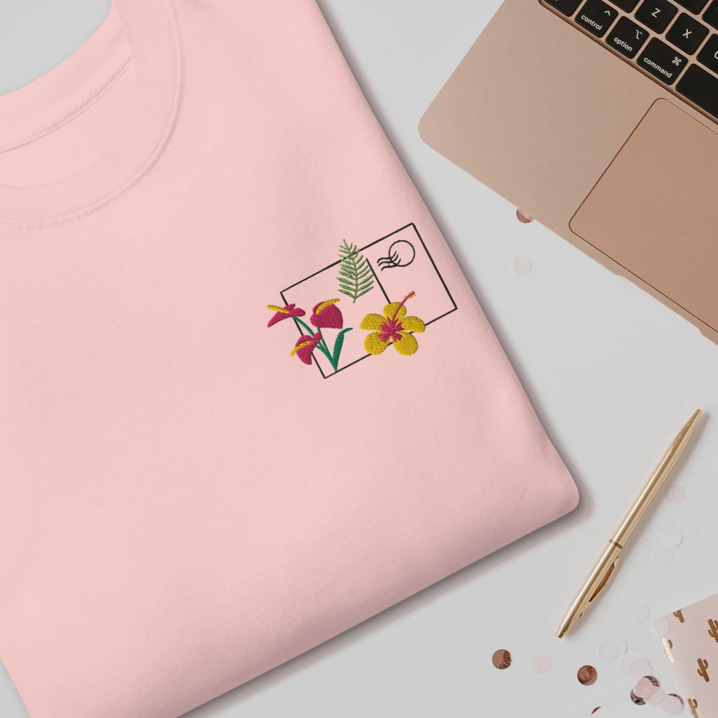 Tropical Flower Postcard Unisex Premium Sweatshirt