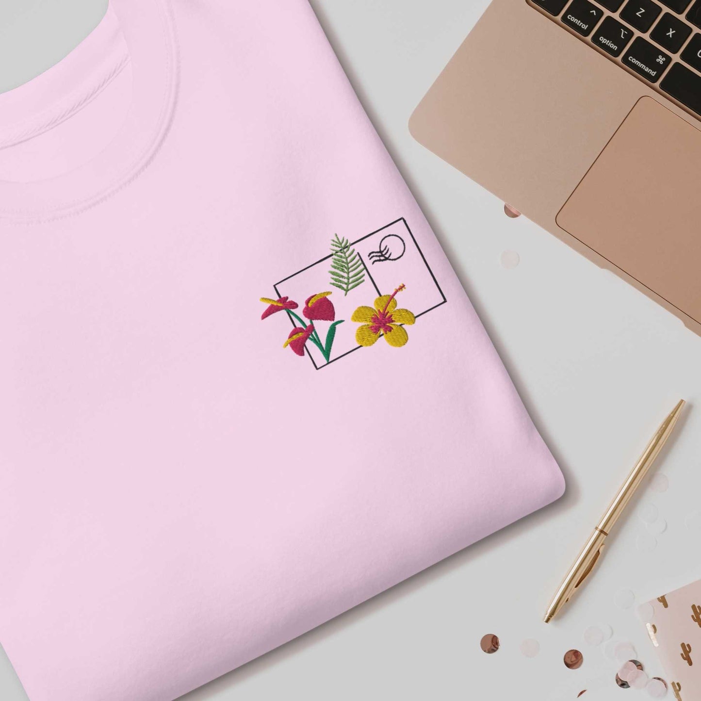 Tropical Flower Postcard Unisex Premium Sweatshirt