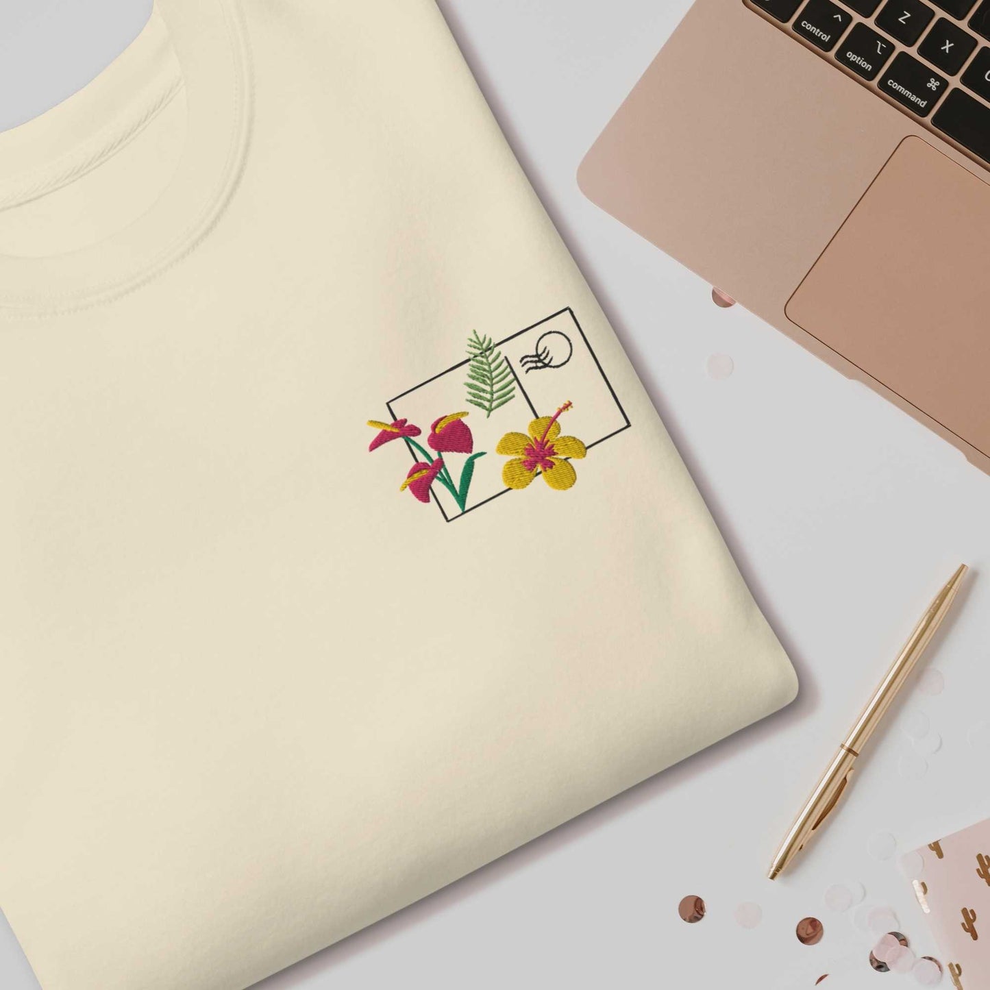 Tropical Flower Postcard Unisex Premium Sweatshirt